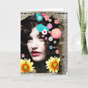 Carte Collage de papier féminin victorien   Amicale drôl