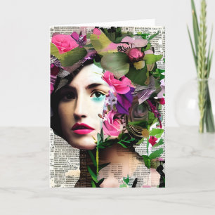 Carte Collage de papier pour femme vintage Anniversaire 