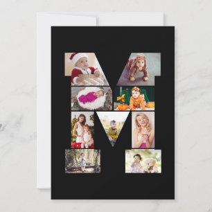 Carte Collage de photo de la lettre M en noir et blanc
