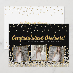 Carte Collage de photos confettis or argent pour la remi