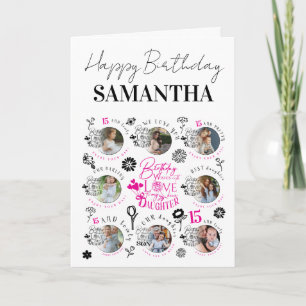 Carte Collage de photos d'anniversaire de fille avec typ
