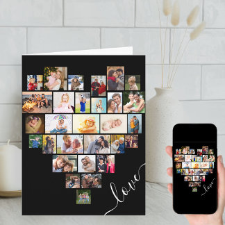 Carte Collage de photos de cœur d'amour Joyeux Anniversa