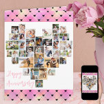 Carte Collage de photos de coeur Pink Love Hearts Annive<br><div class="desc">Carte d'anniversaire Heart Photo Collage mariage que vous pouvez personnaliser avec jusqu'à 36 photos différentes et votre message personnalisé à l'intérieur. Le collage photo en forme de coeur est composé de photos verticales, paysages et carrés. Si vous avez des problèmes avec une photo montrant au mieux, essayez de la recadrer...</div>
