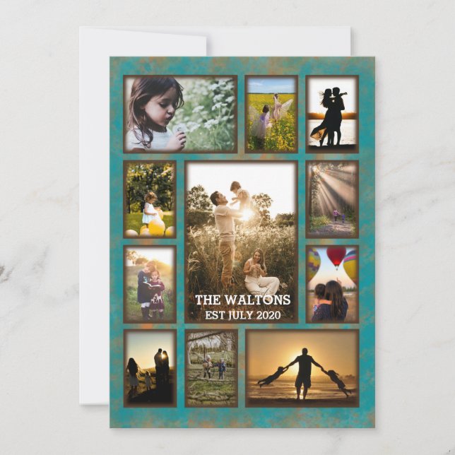 Carte Collage De Photos De Famille De Cuivre Élégant Et  (Devant)