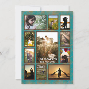 Carte Collage De Photos De Famille De Cuivre Élégant Et