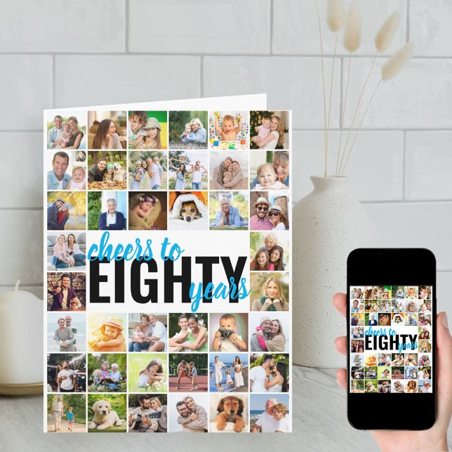 Carte Collage de photos de huit ans 80e anniversaire (Créateur téléchargé)