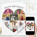 Carte Collage de photos du coeur 9 Nom du script de l'im<br><div class="desc">Dites Joyeux Anniversaire avec un collage de photos de coeur d'amour, carte d'anniversaire personnalisée. Le modèle photo est configuré pour que vous puissiez ajouter vos images, en travaillant en ligne de haut en bas. Le collage photo contient 9 photos qui sont exposées dans un mélange de formats portrait et paysage....</div>