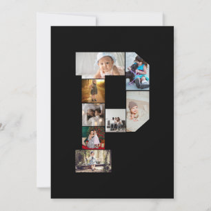 Carte Collage de photos en lettre P noir et blanc