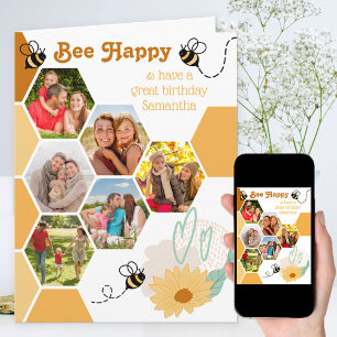 Carte Collage de photos en nid d'abeille Joyeux annivers