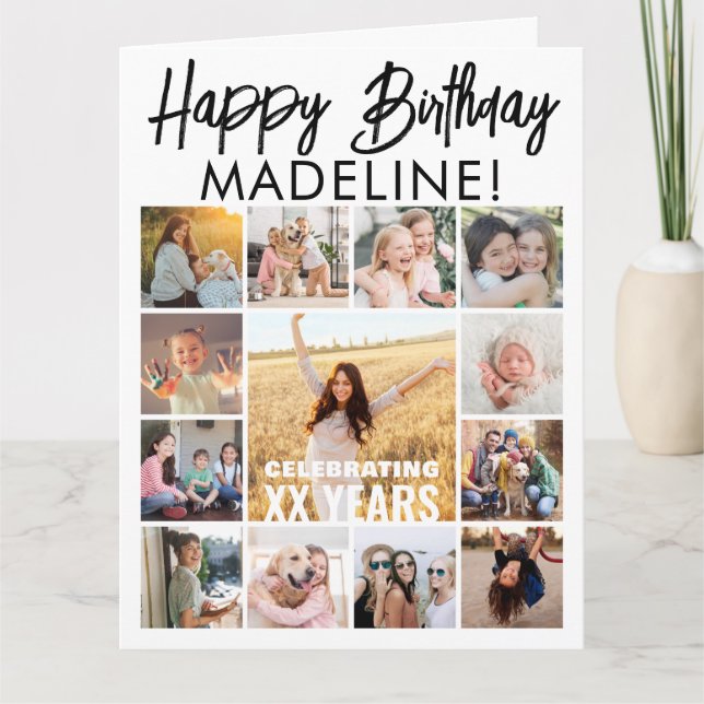Carte Collage de photos géantes Joyeux Anniversaire Plié (Devant)