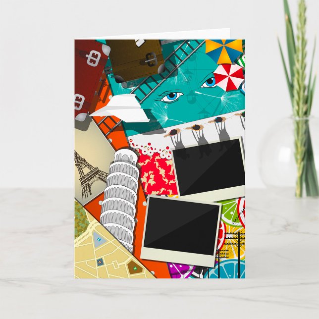 Carte Collage de voyage avec des monuments emblématiques (Créateur téléchargé)