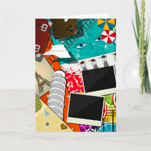 Carte Collage de voyage avec des sites touristiques embl