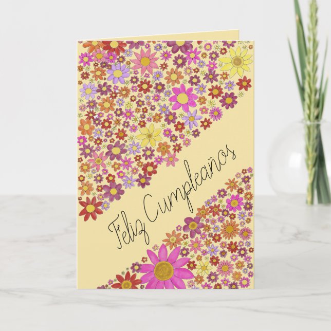Carte Collage Fleur d'anniversaire espagnol (Devant)