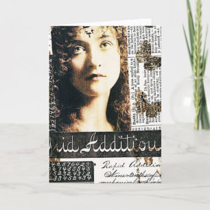 Carte Collage Médiatique Mixte Avec Jolie Dame, Annivers