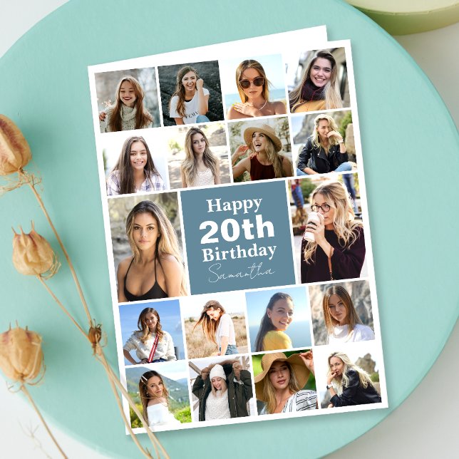 Carte Collage moderne | Photo N'Importe Quel Âge Personn (Personalize the collage birthday greeting card to create a special keepsake for your loved one!)