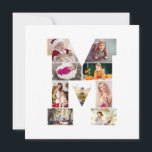 Carte Collage photo avec lettre M en noir et blanc<br><div class="desc">Ce collage photo de monogramme est un design personnalisé qui combine un monogramme audacieux (initiales ou une lettre) avec une collection de photos disposées artistiquement à l'intérieur ou autour de lui. C'est une façon élégante de mettre en valeur des souvenirs tout en ajoutant une touche unique et élégante à la...</div>