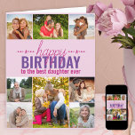 Carte Collage photo d'anniversaire de la fille rose pers<br><div class="desc">Carte d'anniversaire personnalisée que vous pouvez customiser pour n'importe qui ! Le modèle photo est prêt pour vous à ajouter 8 de vos photos préférées et personnaliser le texte à l'intérieur et à l'extérieur. L'exemple de texte sur le devant dit "joyeux anniversaire à la meilleure fille jamais" et vous pourriez...</div>