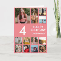 Collage photo de 4e anniversaire 13 Photos rose et