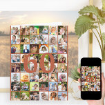 Carte Collage photo de 60e ou tout âge Gros anniversaire<br><div class="desc">grande carte d'anniversaire modèle photo que vous pouvez customiser pour n'importe quel âge et ajouter jusqu'à 40 photos différentes. L'exemple est pour un 60ème anniversaire que vous pouvez modifier et vous pouvez également personnaliser le message à l'intérieur et enregistrer l'année à l'arrière. Le modèle photo est prêt pour vous à...</div>