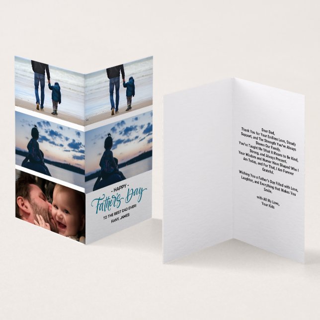 Carte Collage photo de Fête des pères heureuse (Inside and Outside)