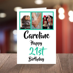 Carte Collage photo joyeux 21e anniversaire personnalisé