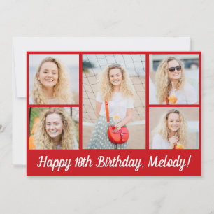 Carte Collage Photo Joyeux Anniversaire Rouge Personnali