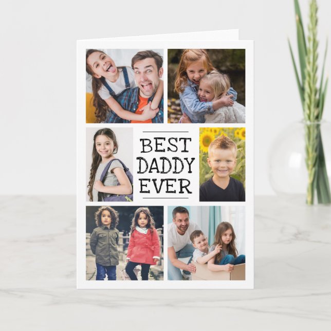 Carte Collage Photo Moderne  |  Meilleur Papa Ever (Devant)