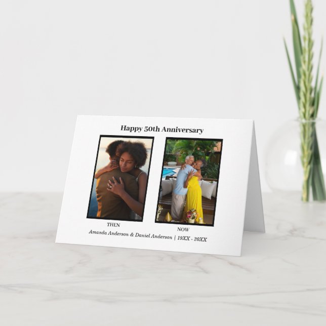 Carte Collage photo noir et blanc 2 Anniversaire (Devant)