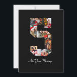 Carte Collage photo noir et blanc numéro 5<br><div class="desc">Ce produit personnalisable est conçu pour que les photos soient disposées de manière à former la forme d'un nombre. Il est souvent utilisé pour les célébrations de jalons comme les anniversaires, les anniversaires de mariage ou les réalisations, permettant aux utilisateurs de mettre en valeur des images mémorables dans un seul...</div>