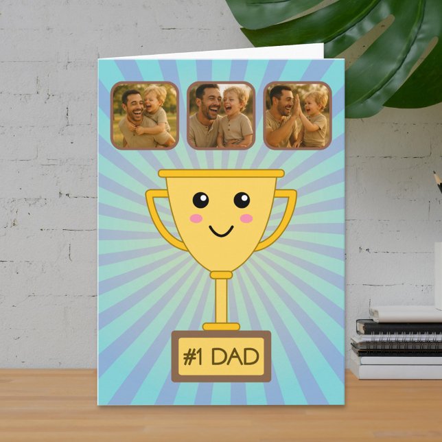 Carte Collage photo numéro 1 Trophée pour Papa (Créateur téléchargé)