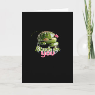 Carte Collé Sur Toi Cactus Mignon Pun Kawaii Saint-Valen