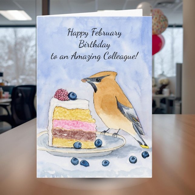 Carte Colleague Joyeux Anniversaire de Février Gâteau au (Créateur téléchargé)