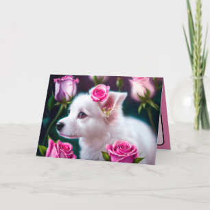Carte Collection Chien Mignon et Rose