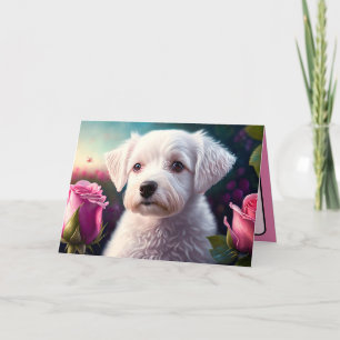 Carte Collection Roses et Chien Mignon