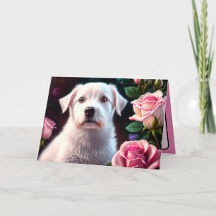 Carte Collection Roses et petit chien