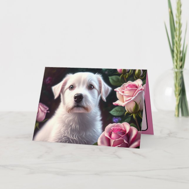 Carte Collection Roses et Petit Chien (Devant)