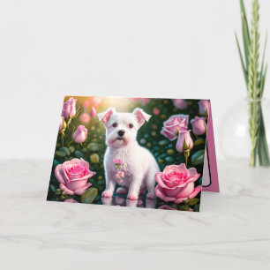 Carte Collection Roses et Petit Chien