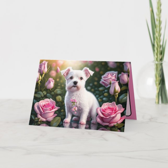Carte Collection roses Et Petits Chiens (Devant)