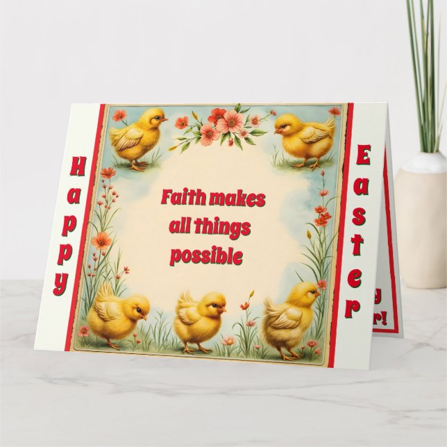 Carte Collection vintage de Pâques Petits Poulet (Devant)