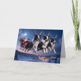 Carte Collie de frontière drôle de Noël