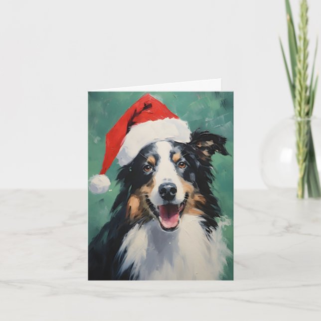 Carte Collie peinture de Noël (Devant)