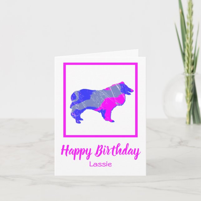 Carte Collie Rough Dog Silhouette Funny Birthday Card (Devant)