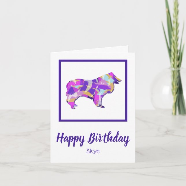 Carte Collie Rough Dog Silhouette mignonne PPY&B Anniver (Devant)