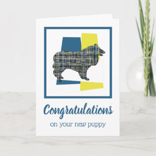 Carte Collie Rough Nouveau Chiot Félicitations Salutatio