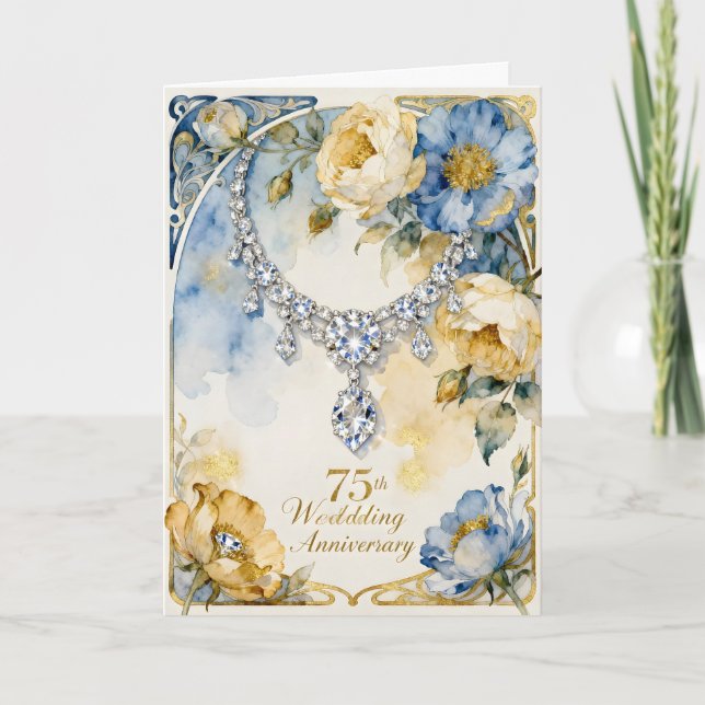 Carte Collier de diamants 75e anniversaire de mariage (Devant)