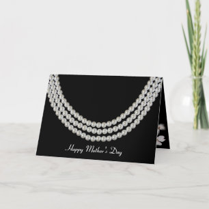 Carte Collier de perles de la Fête des Mères sur noir