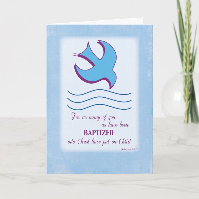 Carte Colombe de baptême d'adulte sur fond bleu (Devant)