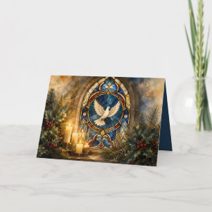 Carte Colombe de Noël en vitrail