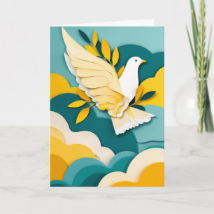 Carte Colombe en vol parmi des nuages vibrant