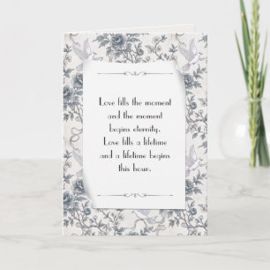 Carte Colombes de mariage avec rubans et pivoines